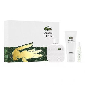 Набор Eau De Lacoste L.12.12 Blanc 100ml (туалетная вода) + 7,5ml (туалетная вода) + 100ml (гель для душа)